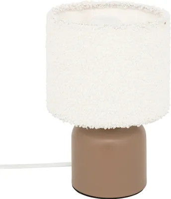 Zdjęcie produktu dla Ceramiczna lampa stołowa BONA z abażurem z tkaniny bouclé, Ø 14 cm
