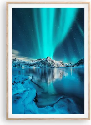 Produktbild von Gerahmtes Poster - Rahmen in heller Eiche - Morgendämmerung Polar Berge - 70x100 cm - Wand Bild - Wanddeko - Wandbilder - Wandposter - Bilderrahmen - Bilder - Kunstdruck - Wandbild - P2NPA70x100-4196