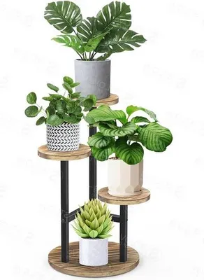 Imagen del producto de Soporte para flores de madera y metal, de 3 niveles, para uso en interiores