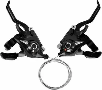 Produktbild von Fahrrad-Schalthebel, 3 x 7-Gang-Schalthebel für Mountainbikes, mit Bremszug und Geschwindigkeitsanzeige.