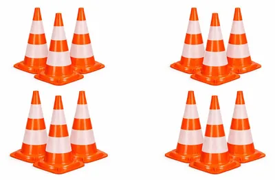 Produktbild von 12er Set Verkehrskegel - 47 cm Orange/Weiß