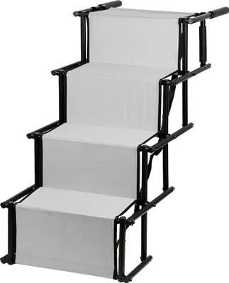 Produktbild von Faltbare Hundetreppe Treppe Rampe für Hunde bis 75 KG  | für Kofferraum und Auto Hellgrau
