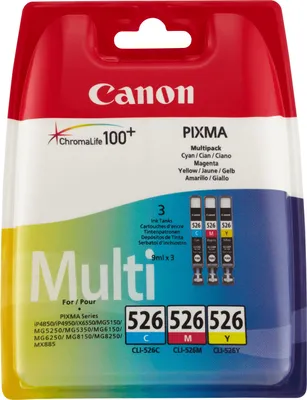 Image de Canon CLI-526 C/M/Y cartouche d'encre 3 pcs Original Cyan, Magenta, Yellow