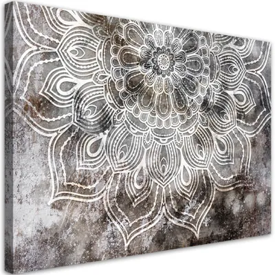 Obrázek produktu pro Obraz na plátně Abstraktní mandala 100x70 Feeby Šedý obraz na zeď připravený k zavěšení