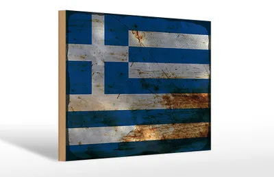 Produktbild von Holzschild Flagge Griechenland 30x20cm Flag Greece Rost
