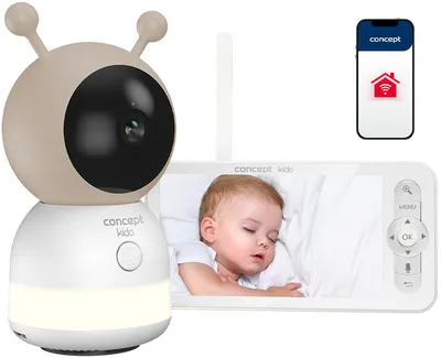 Produktbild von Babyphone mit Kamera KIDO KD4010, 5 Zoll Farb-LCD, 3Mpx, Nachtsicht, schwenkbar, WLAN, Gegensprechfunktion, Temperatur