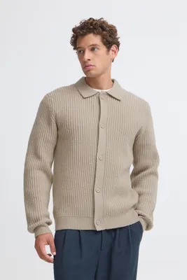 Image de Casual Friday : Pull en tricot pour homme, cardigan, maille épaisse, coupe classique