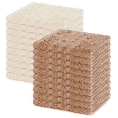 Produktbild von Lavea® 20er Seiftuch Set 30x30 cm, 100% Baumwolle Frottier, Gästehandtücher & Waschlappen, waschbar 60°C, Serie Elena, Bad & Gäste-WC, Cappuccino & Creme
