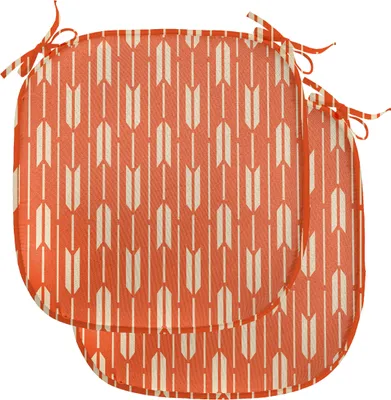 Produktbild von ABAKUHAUS Geometrisch Polster für Esszimmerstühle, Pfeillinien, Dekoratives wasserfestes Kissen mit Riemen für Küchensitze, 40 cm x 40 cm-2er Pack, Vermilion Creme