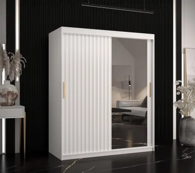 Produktbild von Kleiderschrank mit Spiegel RADKIN 2 – Breite 150 cm, weiß