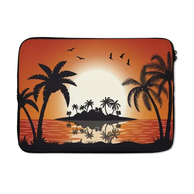 Produktbild von MuchoWow® Laptop Hülle 14 ZollInsel - Meer - Sonne - Palme Laptoptasche - Laptoptasche - Stoßsicher - Schutzhaube