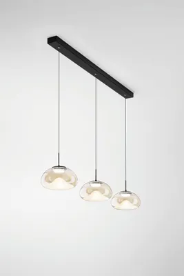 Produktbild von LED Hängeleuchte Metall Glas H: max. 200 cm Schwarz Cognac länglich 2700/3000/4000 K 3240 lm Modern