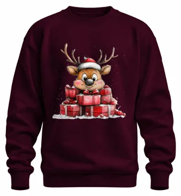 Immagine prodotto di Regali di Natale Renna Idea Regalo Bambini Felpa Pullover Unisex Carino, Borgogna, XXL