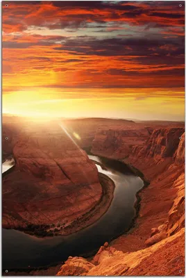 Produktbild von Wallario Outdoor-Poster für Garten oder Balkon, Motiv Grand Canyon bei Sonnenuntergang, in ca. 61 x 91,50 cm