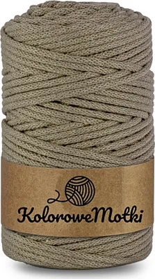 Zdjęcie produktu dla KoloroweMotki | Sznurek bawełniany z rdzeniem 100m 3mm Ciemny beż | Idealny do rękodzieła, makramy, na torebki, dywany, prac artystycznych