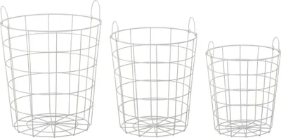 Produktbild von 3er Set Metallkorb mit Henkel (weiß)