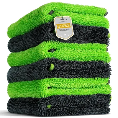 Productafbeelding van 6-pack microvezel handdoeken voor auto's - Ultra absorberend en krasbestendig
