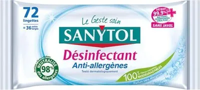 Image de Lingettes Sanytol Antiallergènes X48 Désinfectantes & Antiallergènes - Sanytol