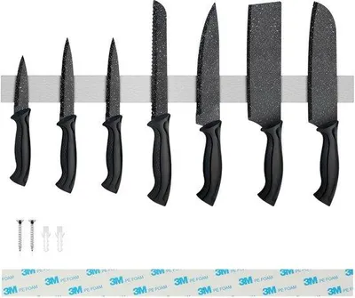 Productafbeelding van Messenhouder 50 cm - roestvrij staal - magnetisch - voor veilig opbergen