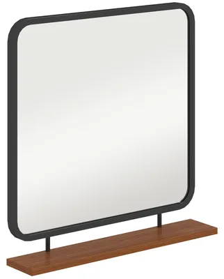 Produktbild von HOMCOM Wandspiegel 55 x 55,5 cm Ganzkörperspiegel mit Ablage aus Holz, Schwarz