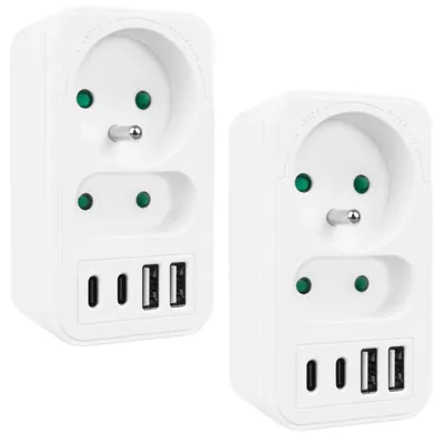 Zdjęcie produktu dla Gniazdo zasilania Maclean x2 + rozdzielacz 4xUSB z 2 gniazdami 2xUSB A 2xUSB C PD 20W 1x16A + 1x6A MCE249 F/W 2 szt