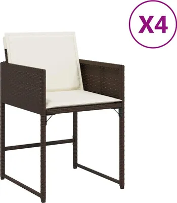 Produktbild von vidaXL Gartenstühle mit Kissen 4 Stk. Braun Poly Rattan