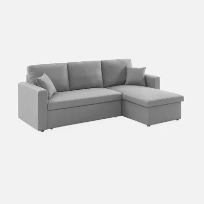 Immagine prodotto di Divano letto angolare reversibile con contenitore, 3 posti, Grigio chiaro