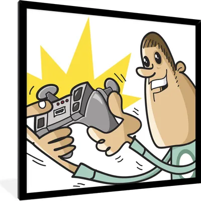 Produktbild von MuchoWow® Gerahmtes Poster Gamer - Controller - Stuhl - Illustration 40x40 cm - Poster mit Schwarzem Bilderrahmen Wandposter Rahmen Foto Bilder - Mit Rahmen - Wanddekoration Schlafzimmer