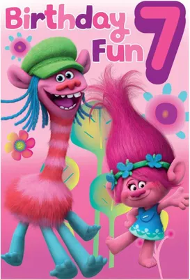 Produktbild von Trolls - Grußkarte, 7. Geburtstag - Karton SG26917 (Einheitsgröße) (Pink)