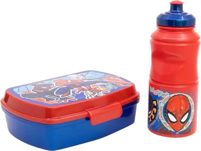 Produktbild von Spiderman 2er Set Kinderflasche (380ml) und Brotdoseim Geschenkkarton