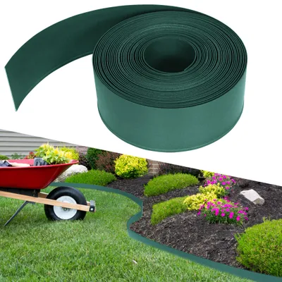 Produktbild von LZQ Flexible Rasenkante 20m Kunststoff Beeteinfassung Rasenbegrenzung Rasenkante Beetumrandung Blumenbeet Mähkante Wurzelsperre, Grün