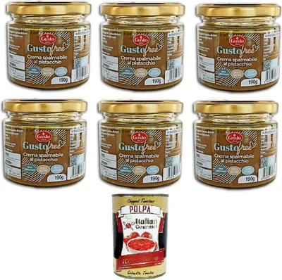 Produktbild von Etna-Gusto Free Pistazienaufstrich GLUTENFREI – LAKTOSEFREI – VEGANES PRODUKT 6x 190gr + Italian Gourmet polpa 400g