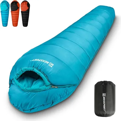 Produktbild von Bessport Mumienschlafsack -10 ℃ - 15 ℃ 4 Jahreszeiten Winter Schlafsack Blau
