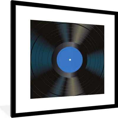 Produktbild von MuchoWow® Gerahmtes Poster LP - Blau - Vintage - Vinyl 40x40 cm - Poster mit Schwarzem Bilderrahmen Wandposter Rahmen Foto Bilder - Poster - Plakat im Rahmen