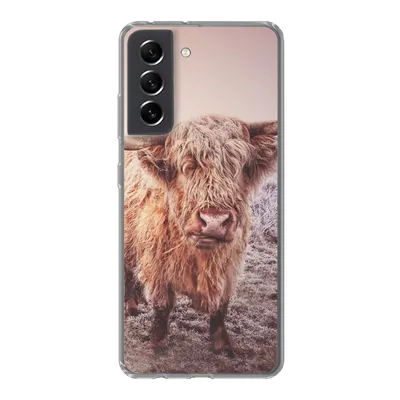 Produktbild von MuchoWow® Handyhülle Schutzhülle Hülle für Samsung Galaxy S21 FE Schottische Hochlandbewohner - Licht - Himmel - Natur Silikon Softcase Handy Hülle - Mobiltelefonhülle
