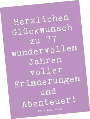 Produktbild von Mr. & Mrs. Panda Postkarte Spruch 77. Geburtstag - Lavendeltraum - Geschenk, Erinnerungen, Ansichtskarten, Geburtstagsgeschenk, Kunstkarten, besonderes, Ansichtskarte