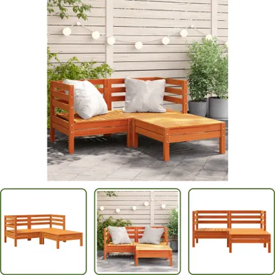 Produktbild von The Living Store Gartensofa 2-Sitzer mit Hocker Wachsbraun Massivholz Kiefer