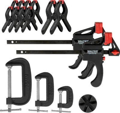 Produktbild von WALTER Schnellspannzwingensatz 16-tlg. Schnellspannzwingen Set, Einhandzwingen verschiedene Größen, Klemmzwingen