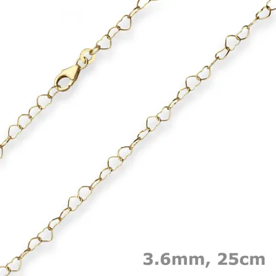 3-6mm-Herzkette-Fusskette-aus-333-Gelbgold-25cm