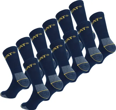 Immagine prodotto di 12 paia di calzini CAT Caterpillar / calzini da lavoro con punta e tallone rinforzati, in cotone, blu, taglie 39-42
