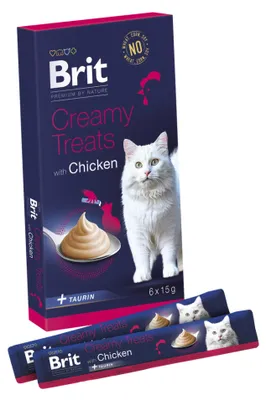 Imagen del producto de Brit Premium by Nature, golosinas cremosas para gatos con pollo, 6 unidades de 15 g cada una