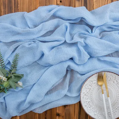 Produktbild von Musselin Tischläufer 300 x 80 cm Hellblau Käsetuch Dekostoff