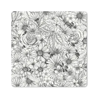 Produktbild von MuchoWow® Mauspad Mousepad Eine schwarz-weiße florale Illustration 30x30 cm - Mousepads - Maus Mat - Pad - Mausunterlage - Gaming