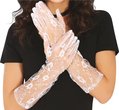 Produktbild von Weiße Spitzenhandschuhe, 36 cm, 1 Paar