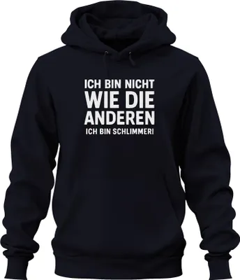 Produktbild von Nicht wie die anderen ich bin schlimmer lustig humor Geschenk Uni Hoodie Kapuzenpullover, Navy, L