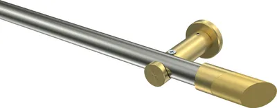 Produktbild von Interdeco Gardinenstange / Vorhangstange Edelstahl-Optik / Messing-Optik, Typ Platon Verano (Schräge Bicolor) ohne Ringe, 20 mm Ø 1-läufig, 420 cm