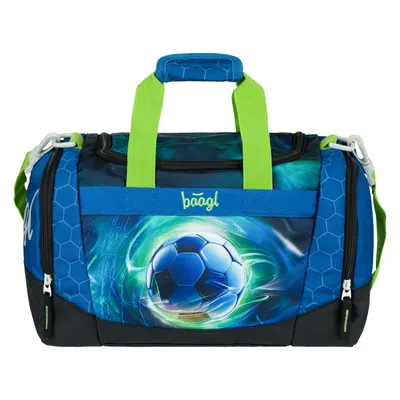 A sports bag with a soccer ball design.