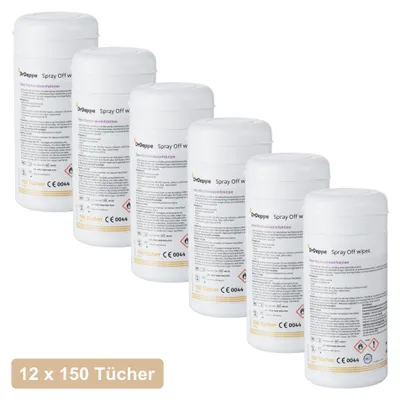 Produktbild von DrDeppe - Spray Off wipes-alkoholhaltige Flächendesinfektionstücher - Dose 12 x 150 Tücher