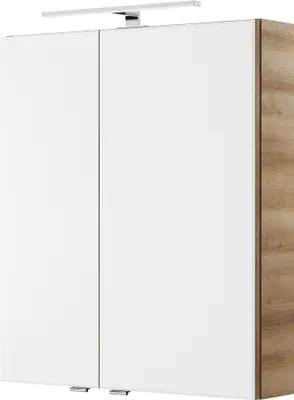 Produktbild von Badezimmer Spiegelschrank mit LED Beleuchtung in Riviera Eiche Nb. VILLATORO-66, B/H/T ca. 60/70,3/14,5 cm