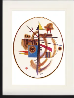 Obrázek produktu pro Wassily Kandinsky Zarámovaný obraz s elegantním paspartou | Obrazy na zeď | V rámu - Oválná kompozice, 1925 (80 x 60 cm)